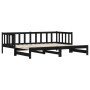 Trundle sofa bed solid black pine wood 90x200 cm by , Beds and slatted bases - Ref: Foro24-836158, Price: 183,04 €, Discount: %