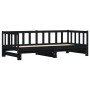 Trundle sofa bed solid black pine wood 90x200 cm by , Beds and slatted bases - Ref: Foro24-836158, Price: 183,04 €, Discount: %