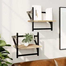 Wall shelves with bars 2 pcs Sonoma oak 30x25x30 cm by , Shelves and shelves - Ref: Foro24-836234, Price: 19,13 €, Discount: %