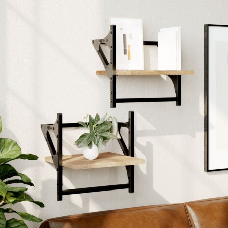 Wandregale mit Stangen 2 Stück Sonoma-Eiche 30x25x30 cm von , Regale und Regale - Ref: Foro24-836234, Preis: 19,35 €, Rabatt: %