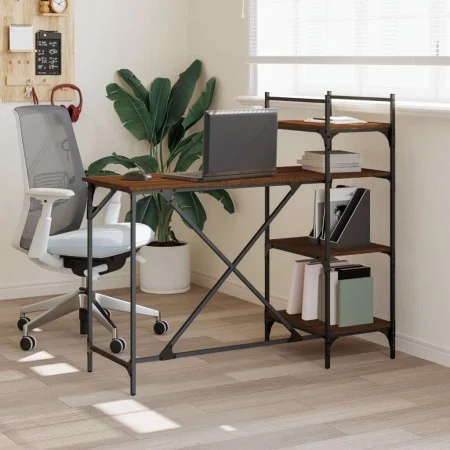 Computertisch mit Regalen, braune Eiche, 120 x 47 x 109 cm von , Schreibtische - Ref: Foro24-836217, Preis: 69,12 €, Rabatt: %