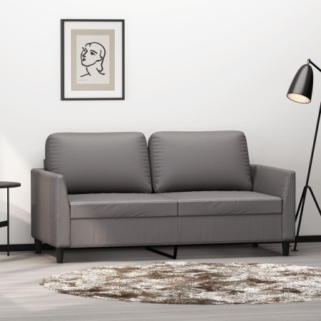 Gray synthetic leather 2-seater sofa 140 cm by , Sofas - Ref: Foro24-359335, Price: 209,33 €, Discount: %