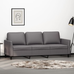 Sofá de 3 plazas de cuero sintético gris 180 cm