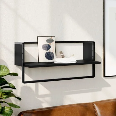 Wall shelf with black bar 65x25x30 cm by , Shelves and shelves - Ref: Foro24-836288, Price: 21,33 €, Discount: %
