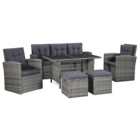 6-teiliges Gartenmöbel-Set und graue synthetische Rattankissen von vidaXL, Gartensets - Ref: Foro24-43960, Preis: 917,66 €, R...