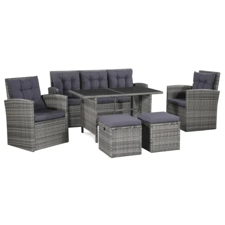 6-teiliges Gartenmöbel-Set und graue synthetische Rattankissen von vidaXL, Gartensets - Ref: Foro24-43960, Preis: 917,66 €, R...
