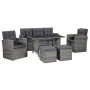 6-teiliges Gartenmöbel-Set und graue synthetische Rattankissen von vidaXL, Gartensets - Ref: Foro24-43960, Preis: 917,66 €, R...