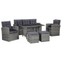Set de muebles de jardín 6 pzas y cojines ratán sintético gris de vidaXL, Conjuntos de jardín - Ref: Foro24-43960, Precio: 64...
