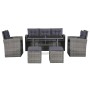 Set de muebles de jardín 6 pzas y cojines ratán sintético gris de vidaXL, Conjuntos de jardín - Ref: Foro24-43960, Precio: 64...