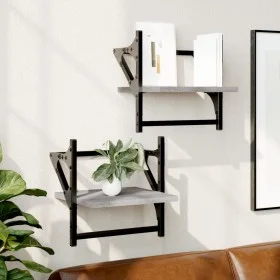 Wall shelves with bars 2 pcs Sonoma gray 30x25x30 cm by , Shelves and shelves - Ref: Foro24-836236, Price: 19,67 €, Discount: %