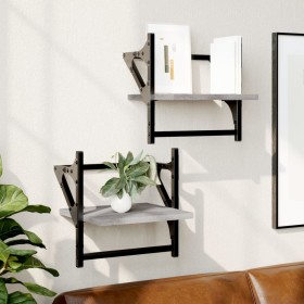Wandregale mit Stangen 2 Stück Sonomagrau 30x25x30 cm von , Regale und Regale - Ref: Foro24-836236, Preis: 19,90 €, Rabatt: %