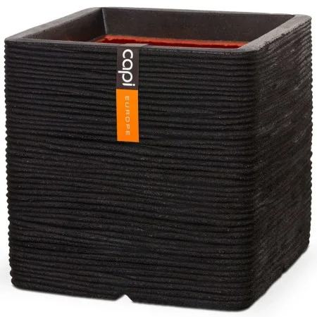 Capi Nature Rib flower pot square black 40x40 cm KBLR903 by Capi, Pots and planters - Ref: Foro24-424205, Price: 88,75 €, Dis...