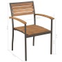 Set de comedor de jardín 7 pzas madera maciza de acacia y acero de vidaXL, Conjuntos de jardín - Ref: Foro24-44231, Precio: 5...