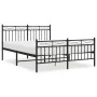 Black metal headboard and footboard bed frame 140x190 cm by , Beds and slatted bases - Ref: Foro24-373709, Price: 104,31 €, D...