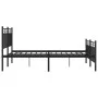 Black metal headboard and footboard bed frame 140x190 cm by , Beds and slatted bases - Ref: Foro24-373709, Price: 104,31 €, D...