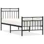 Bed frame with headboard and black metal footboard 80x200 cm by , Beds and slatted bases - Ref: Foro24-373700, Price: 72,60 €...