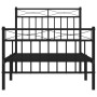 Bed frame with headboard and black metal footboard 90x200 cm by , Beds and slatted bases - Ref: Foro24-373702, Price: 83,51 €...