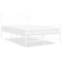 Metal bed frame with headboard and white footboard 120x200 cm by , Beds and slatted bases - Ref: Foro24-373756, Price: 94,05 ...
