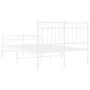 Estructura cama metal con cabecero y estribo blanco 120x200 cm de , Camas y somieres - Ref: Foro24-373756, Precio: 93,97 €, D...
