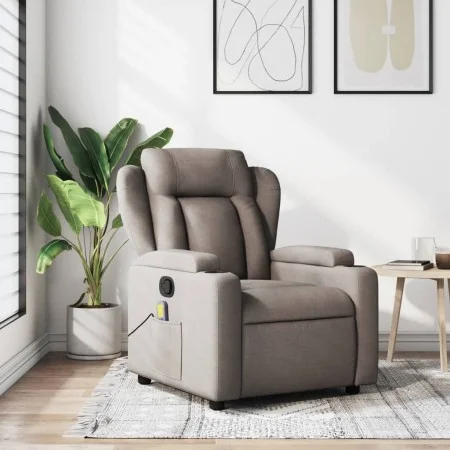 Taupe gray fabric reclining massage chair by , Armchairs - Ref: Foro24-372423, Price: 261,23 €, Discount: %