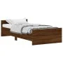 Oak brown engineered wood bed frame 100x200 cm by , Beds and slatted bases - Ref: Foro24-835938, Price: 77,17 €, Discount: %
