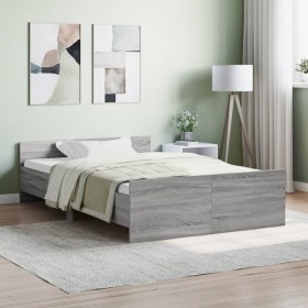 Bettgestell in Sonoma-Grau mit Kopf- und Fußteil 120x200 cm von , Betten und Lattenroste - Ref: Foro24-3203745, Preis: 129,58...