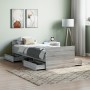 Sonoma gray bed frame with headboard and footboard 75x190 cm by , Beds and slatted bases - Ref: Foro24-3203822, Price: 146,43...