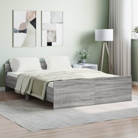 Estructura de cama con cabecero piecero gris Sonoma 140x190 cm