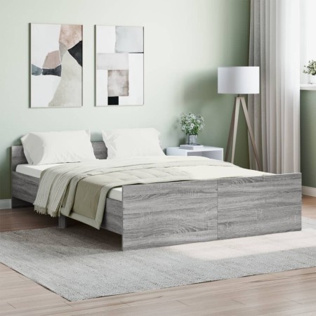 Bettgestell in Sonoma-Grau mit Kopf- und Fußteil 140x190 cm von , Betten und Lattenroste - Ref: Foro24-3203787, Preis: 171,71...