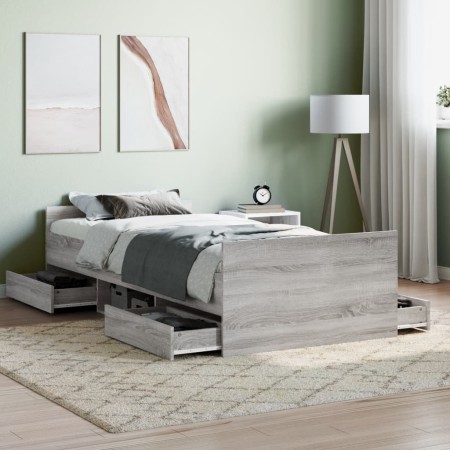Sonomagrauer Bettrahmen mit Kopf- und Fußteil 100x200 cm von , Betten und Lattenroste - Ref: Foro24-3203801, Preis: 165,14 €,...