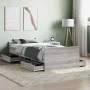 Sonoma gray bed frame with headboard and footboard 100x200 cm by , Beds and slatted bases - Ref: Foro24-3203801, Price: 163,3...
