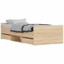 Bed frame with Sonoma oak headboard and footboard 100x200 cm by , Beds and slatted bases - Ref: Foro24-3203798, Price: 185,47...