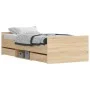 Bed frame with Sonoma oak headboard and footboard 100x200 cm by , Beds and slatted bases - Ref: Foro24-3203798, Price: 185,47...