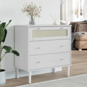 SENJA Kommode Rattan-Optik aus massivem weißem Kiefernholz 80x40x80cm von , Schubladen - Ref: Foro24-358023, Preis: 104,19 €,...