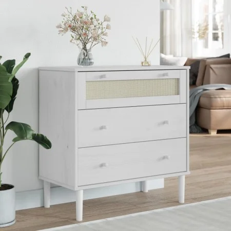 SENJA Kommode Rattan-Optik aus massivem weißem Kiefernholz 80x40x80cm von , Schubladen - Ref: Foro24-358023, Preis: 104,19 €,...