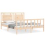 Bed frame with solid wood headboard 160x200 cm by , Beds and slatted bases - Ref: Foro24-3192176, Price: 149,02 €, Discount: %
