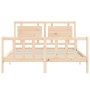 Bed frame with solid wood headboard 160x200 cm by , Beds and slatted bases - Ref: Foro24-3192176, Price: 149,02 €, Discount: %