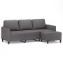 3-Sitzer-Sofa mit Hocker aus grauem Kunstleder 180 cm von , Sofas - Ref: Foro24-3201124, Preis: 316,67 €, Rabatt: %