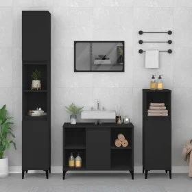 3-teiliges Badezimmermöbelset aus schwarzem Sperrholz von , Badezimmermöbel - Ref: Foro24-3185622, Preis: 200,82 €, Rabatt: %