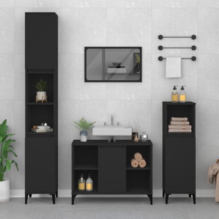 3-teiliges Badezimmermöbelset aus schwarzem Sperrholz von , Badezimmermöbel - Ref: Foro24-3185622, Preis: 210,58 €, Rabatt: %