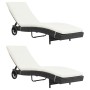 Sonnenliegen mit Rädern und Kissen, 2 Einheiten, schwarzes synthetisches Rattan von , Liegen - Ref: Foro24-3078465, Preis: 33...