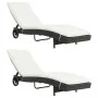 Sun loungers with wheels and cushions 2 units black synthetic rattan by , Loungers - Ref: Foro24-3078465, Price: 332,97 €, Di...