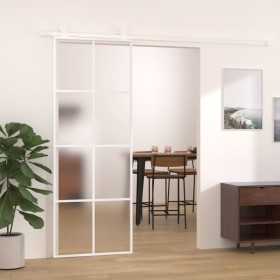 Puerta corredera ESG vidrio y aluminio blanca 76x205 cm