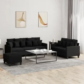 Sofagarnitur mit Kissen 3-teilig aus schwarzem Stoff von , Sofas - Ref: Foro24-3201676, Preis: 531,50 €, Rabatt: %