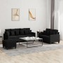 Sofa set with cushions 3 pieces black fabric by , Sofas - Ref: Foro24-3201676, Price: 540,93 €, Discount: %
