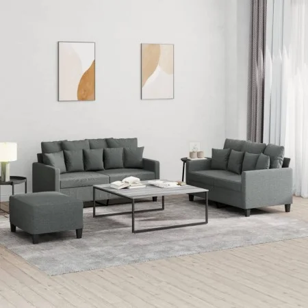 Sofagarnitur mit Kissen 3-teilig aus dunkelgrauem Stoff von , Sofas - Ref: Foro24-3201657, Preis: 476,64 €, Rabatt: %