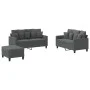 Sofa set with cushions 3 pieces dark gray fabric by , Sofas - Ref: Foro24-3201657, Price: 476,64 €, Discount: %