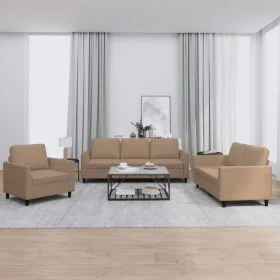 Cappuccino synthetic leather 3-piece sofa set with cushions by , Sofas - Ref: Foro24-3201744, Price: 576,04 €, Discount: %