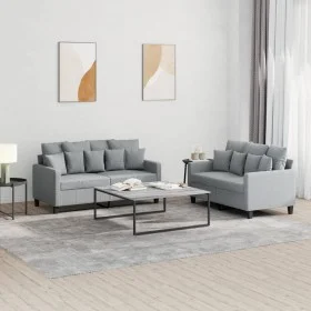 Sofa set with cushions 2 pieces light gray fabric by , Sofas - Ref: Foro24-3201648, Price: 422,48 €, Discount: %