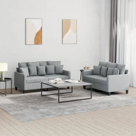 Sofa set with cushions 2 pieces light gray fabric by , Sofas - Ref: Foro24-3201648, Price: 422,48 €, Discount: %